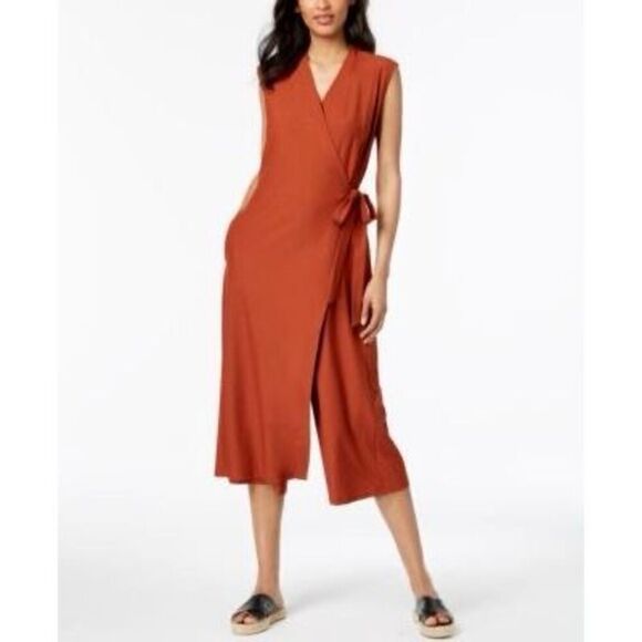 Eileen Fischer Wrap-Front Cropped Jumpsuit Small Petite - Picture 1 of 7